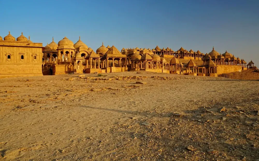 Historic Jaisalmer Fort overlooking the golden city on the Jodhpur to Jaisalmer route.